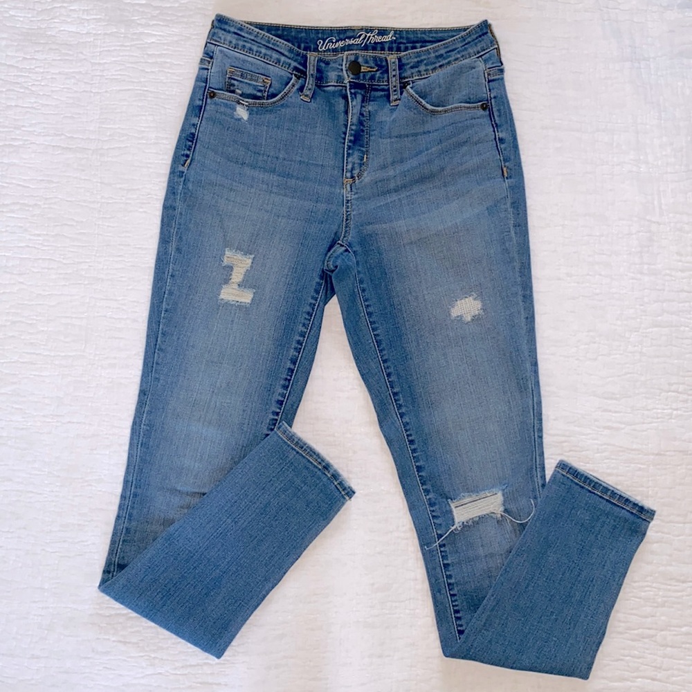Distressed Blue Skinny Jeans